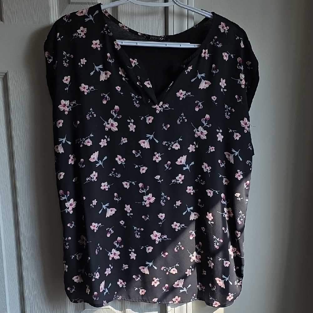 Papermoon Black and Pink Floral Blouse